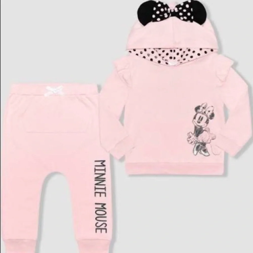Disney Mickey Mouse Minnie Mouse Hooded Sweatshirt  Joggers Set - Pink